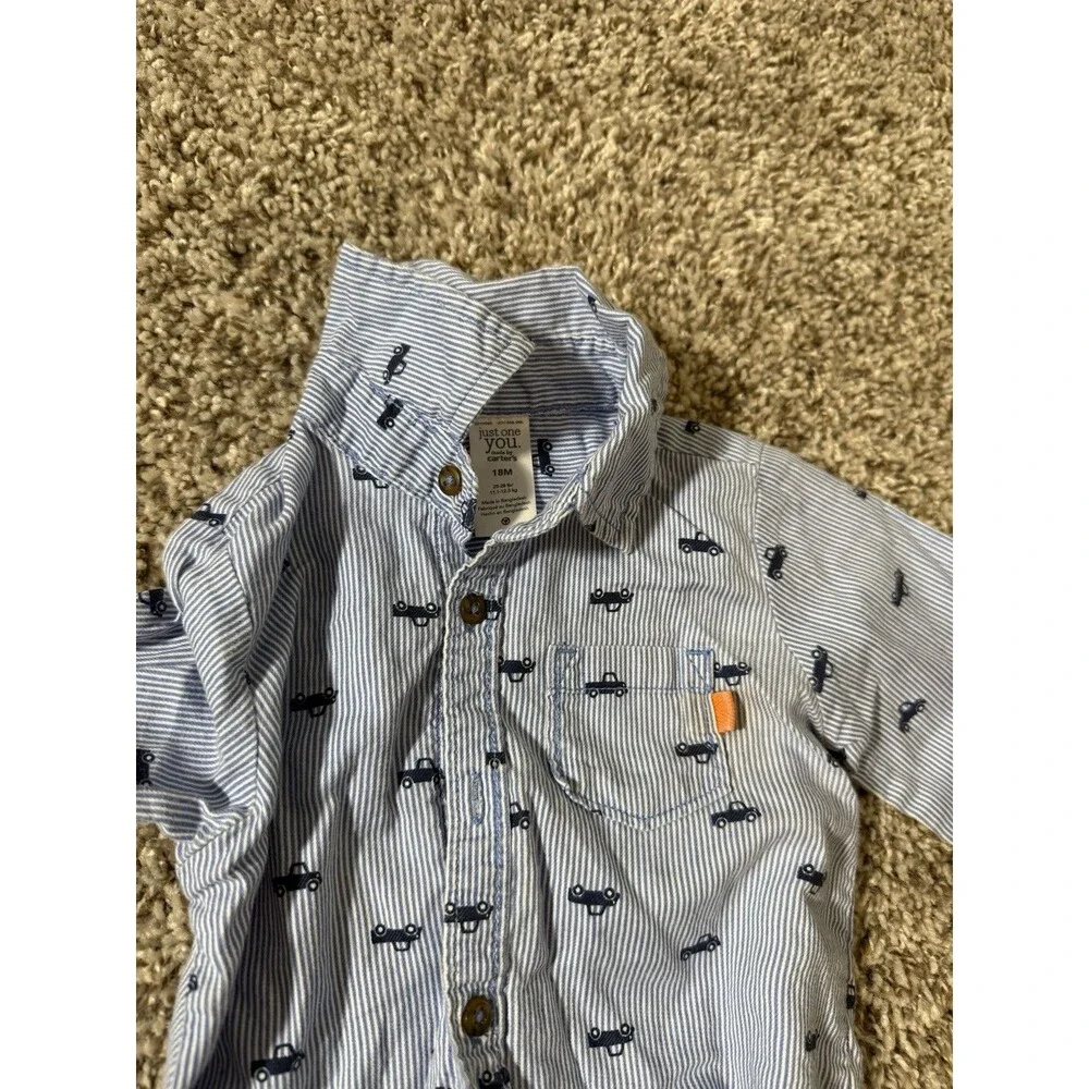 Carter’s Baby Boy Outfit Lot 18M Romper & Long Sleeve Button Shirt